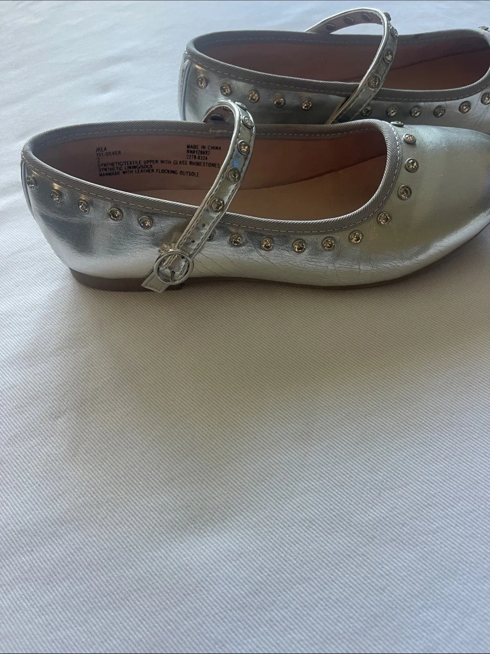 Steve Madden Kids Silver Mary Jane Studded Flats Size 2